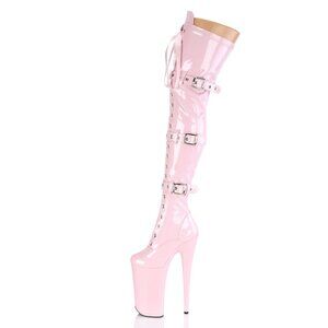 Platform Buckle High Heel Lace Up Thigh High Boots